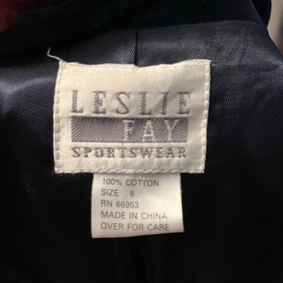 Lesley Fay Vintage Navy Blue Velvet Blazer Jacket 8 Glam Luxe Old Money Holiday - Picture 6 of 6